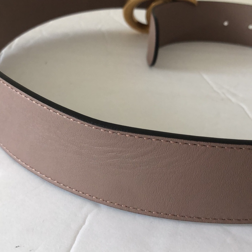 Gucci Authentic Double G  Leather Belt Moon Porcelain Rose 85/34, 1.5" wide - Picture 7 of 13